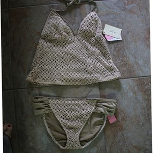 St John SWIM tankini.  crochet, rhinestone. sz 12